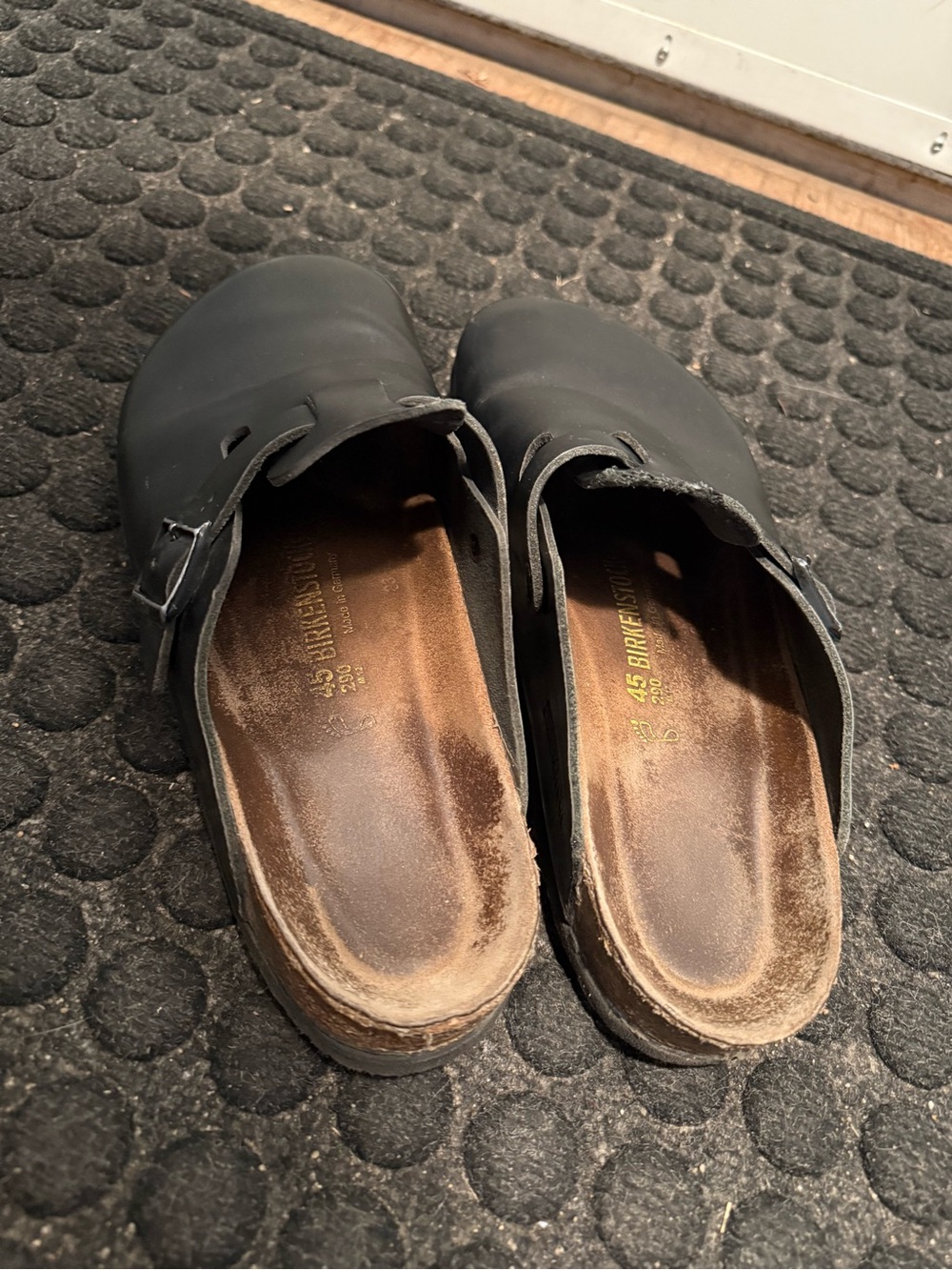 Birkenstock Black Leather Boston Clogs